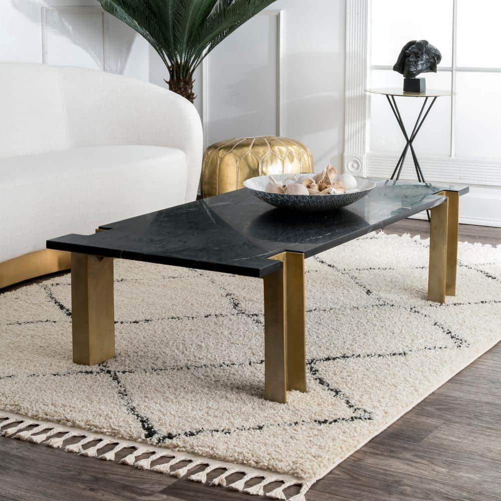 Nuloom Jessie Trellis Oval 7x9 Indoor Area Rug for Living Room Bedroom Dining Room, Off White/Charcoal