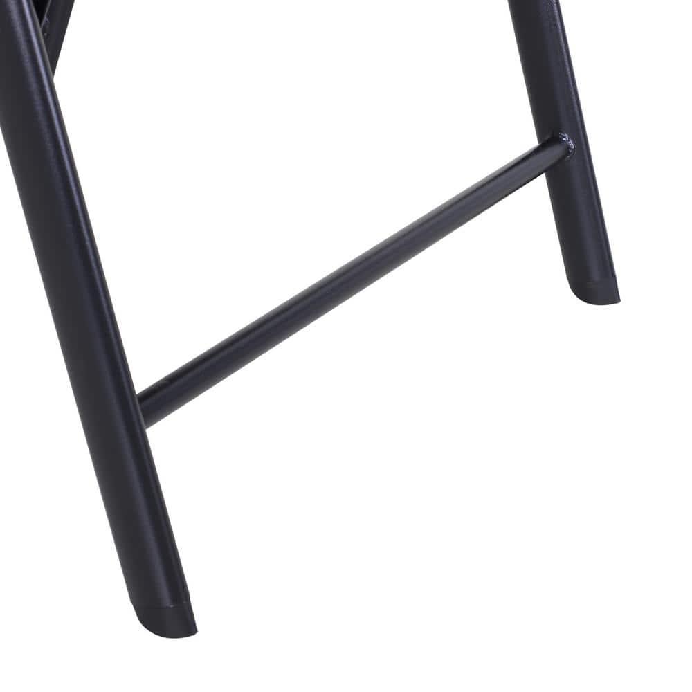 Outsunny Set of 4 Patio Folding Chairs, Stackable Outdoor Sling Chairs with Armrests for Lawn, Camping, Dining, Beach, Metal Frame, Gray