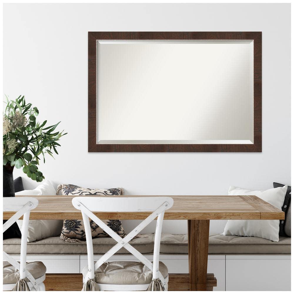 39"x27" Wildwood Narrow Framed Wall Mirror Brown - Amanti Art: Beveled, Rectangular, Polystyrene Frame