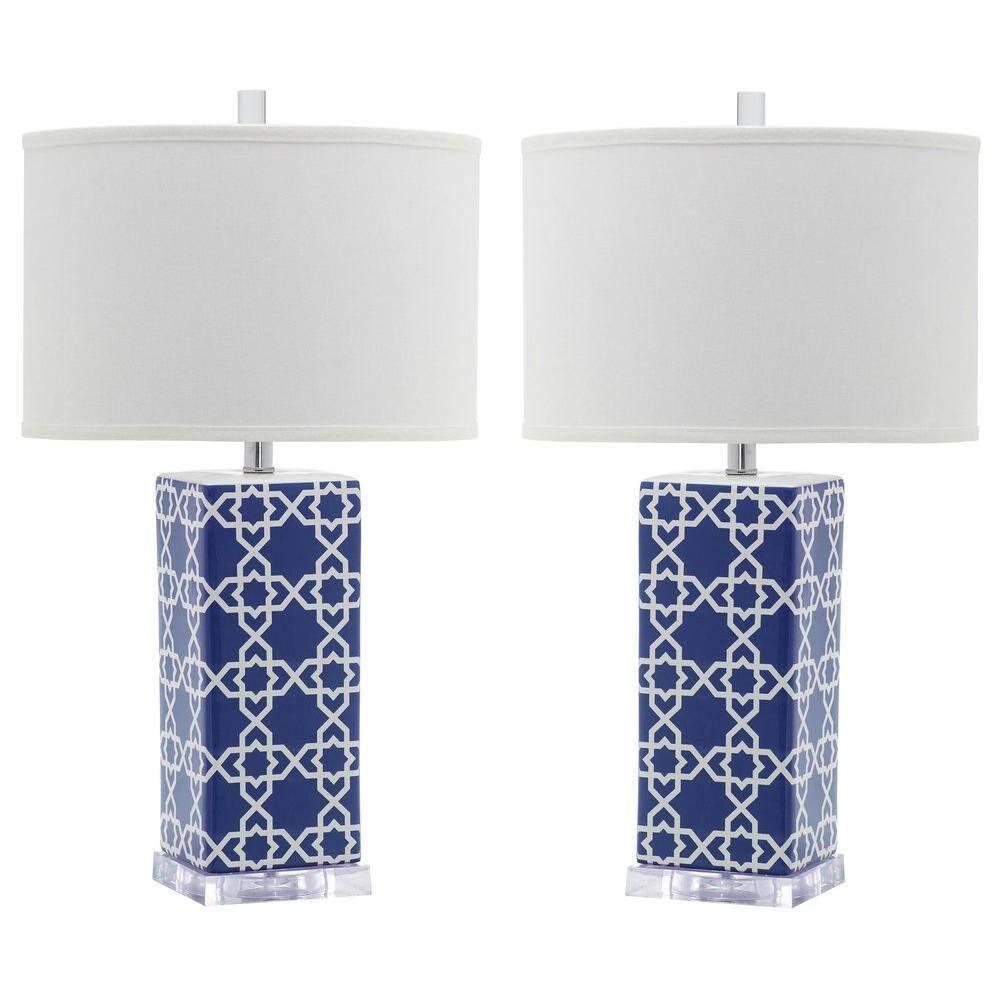 Quatrefoil Table Lamp (Set of 2) - Navy - Safavieh.