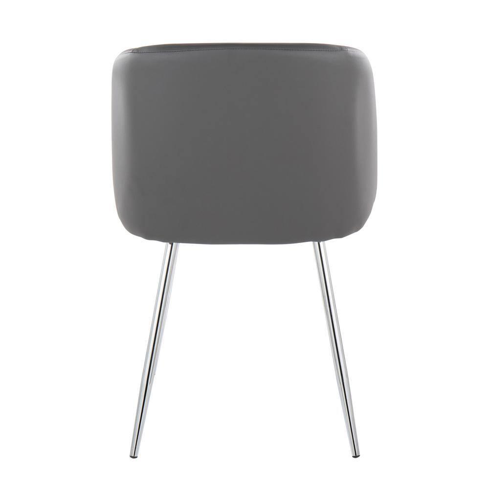 LumiSource Set of 2 Fran Dining Chairs Chrome/Gray: Upholstered, Metal Frame, Contemporary Style