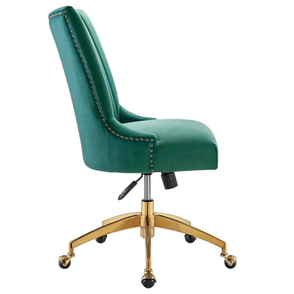 Empower Channel Tufted Performance Velvet Office Chair Gold Teal - Modway: Swivel Desk Chair with Casters, Adjustable Height