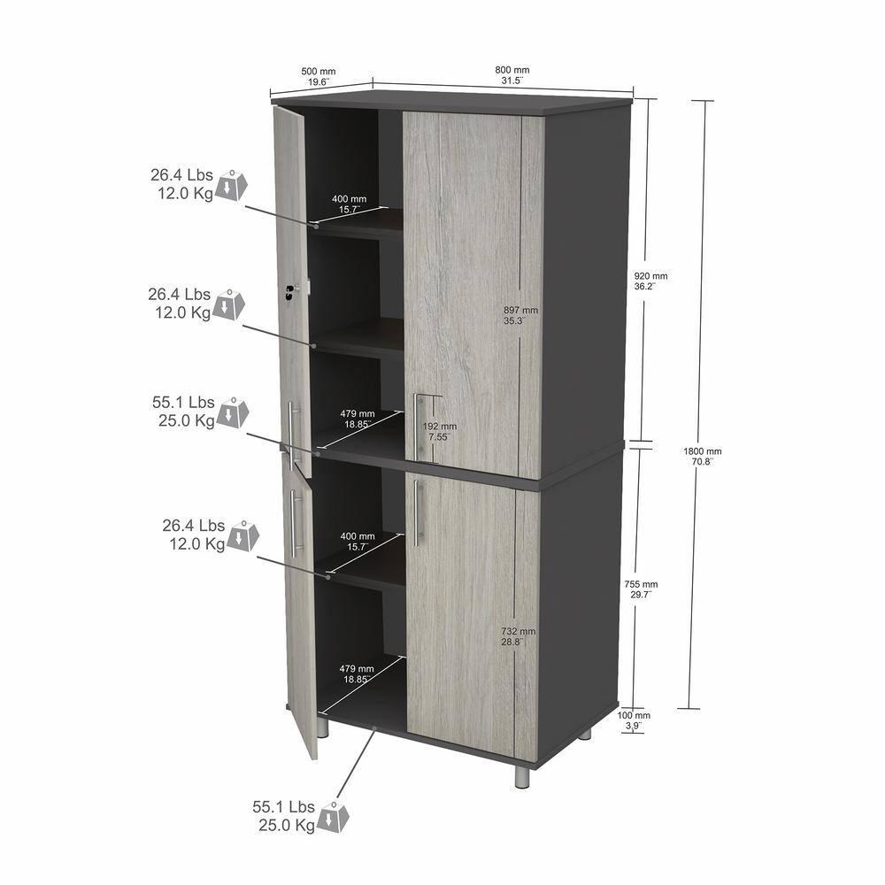 Inval America Kratos 5-Shelf Garage Storage Cabinet in Chantilly/Dark Gray