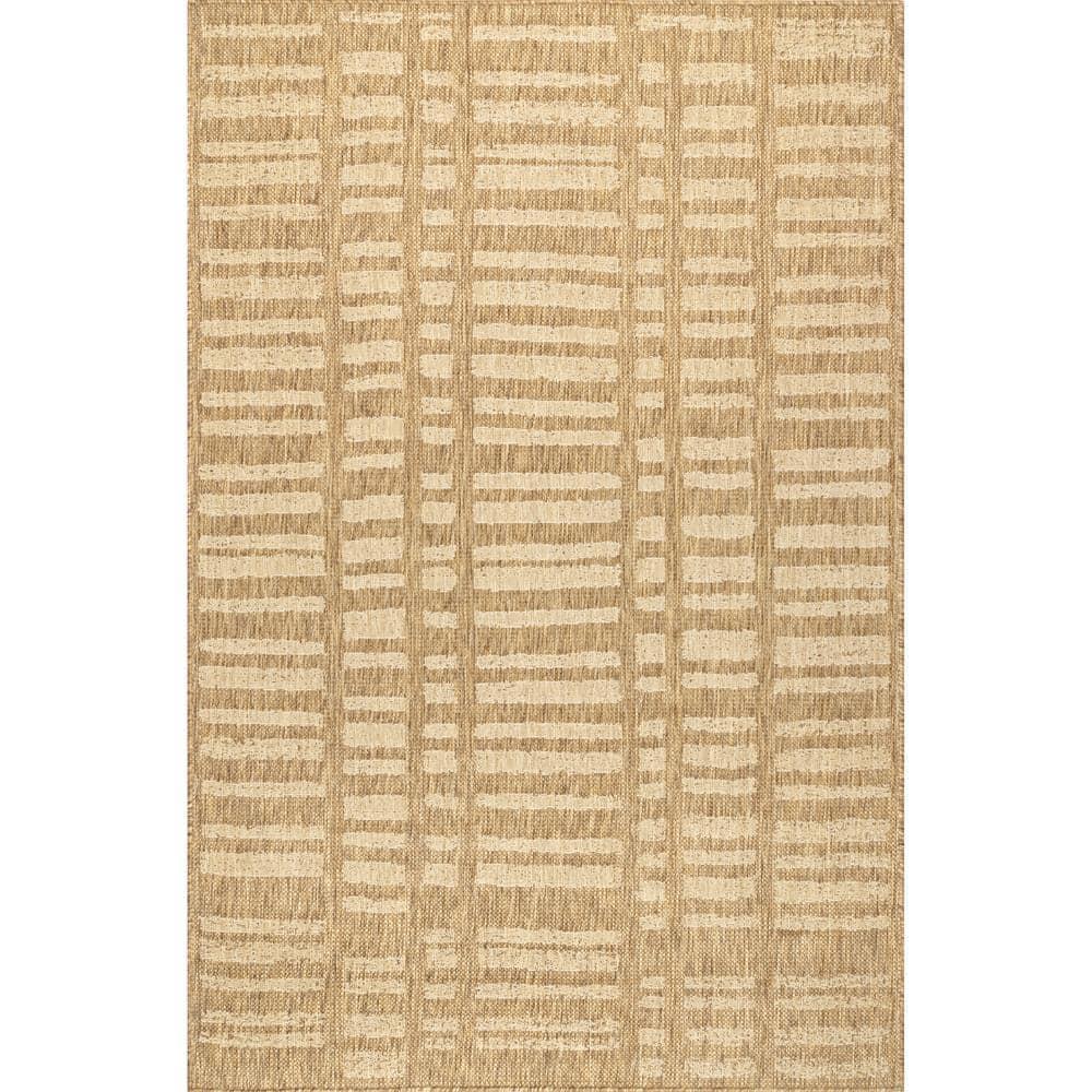 nuLOOM 4' x 6' Outdoor Performance Area Rug, Stain Resistant, Weather Resistant, High Traffic, Patio, Balcony, Outside, Marin Brown
