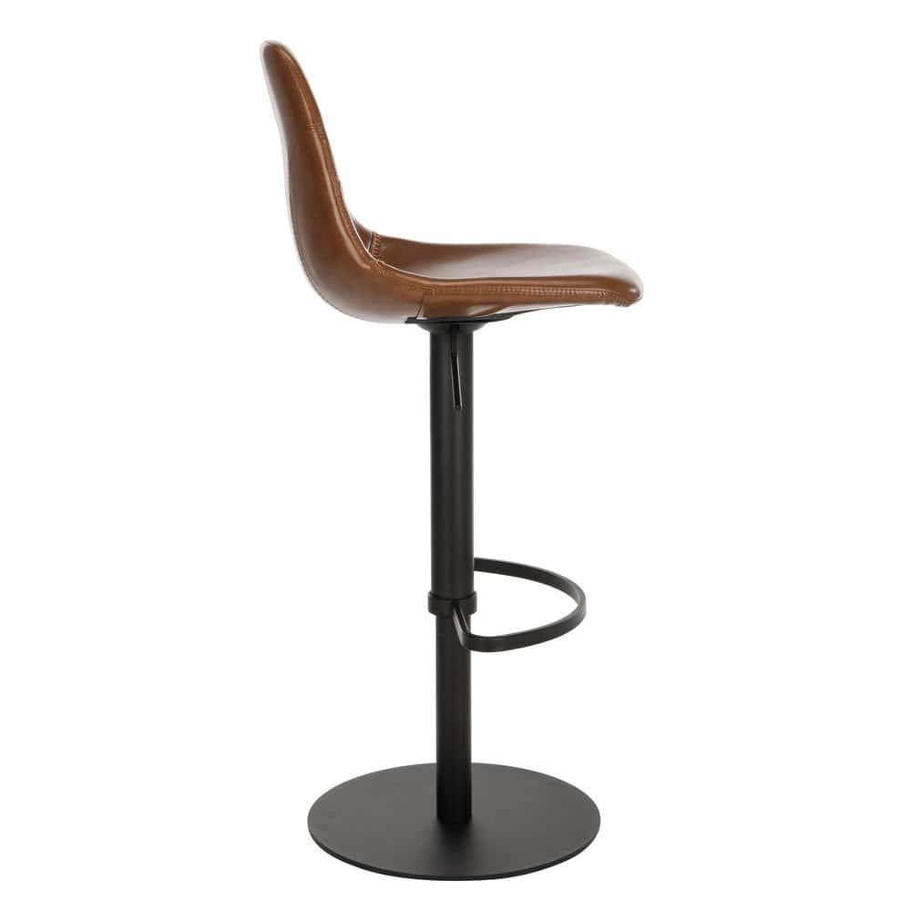SAFAVIEH Sky Light Brown/Black High Back Tufted Bar Stool (17.25 in. W x 20 in. D x 33.5/43.5 in. H)