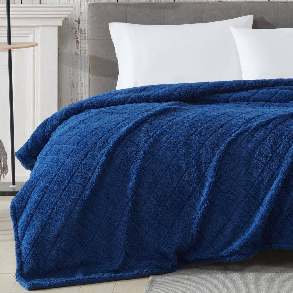 Coleman Coleman Diamond Embossed Sherpa Plush Throw Blanket/Coverlet