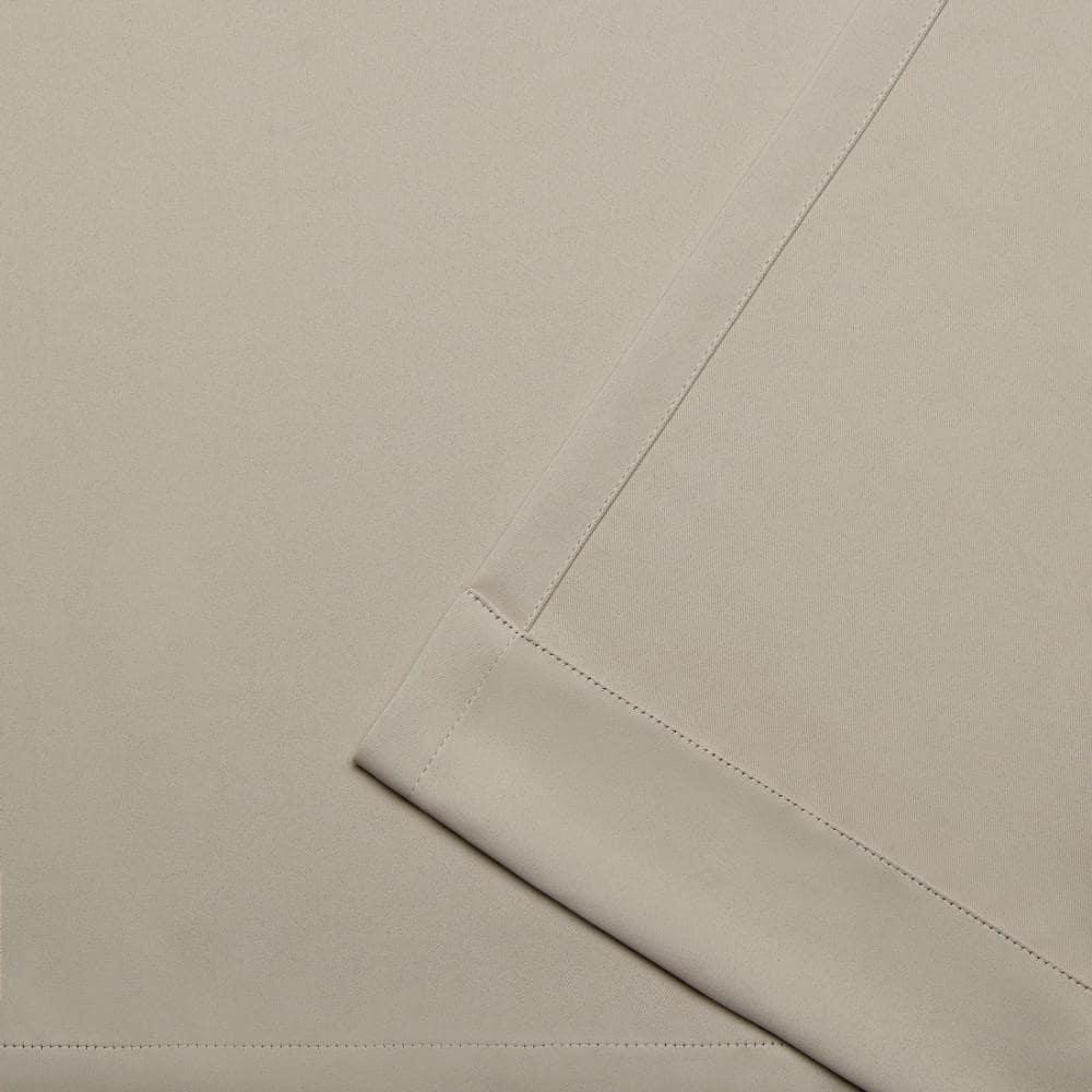 Set of 2 (84"x52") Sateen Woven Blackout Grommet Top Window Curtain Panel Beige - Exclusive Home: Thermal Insulated Drapes