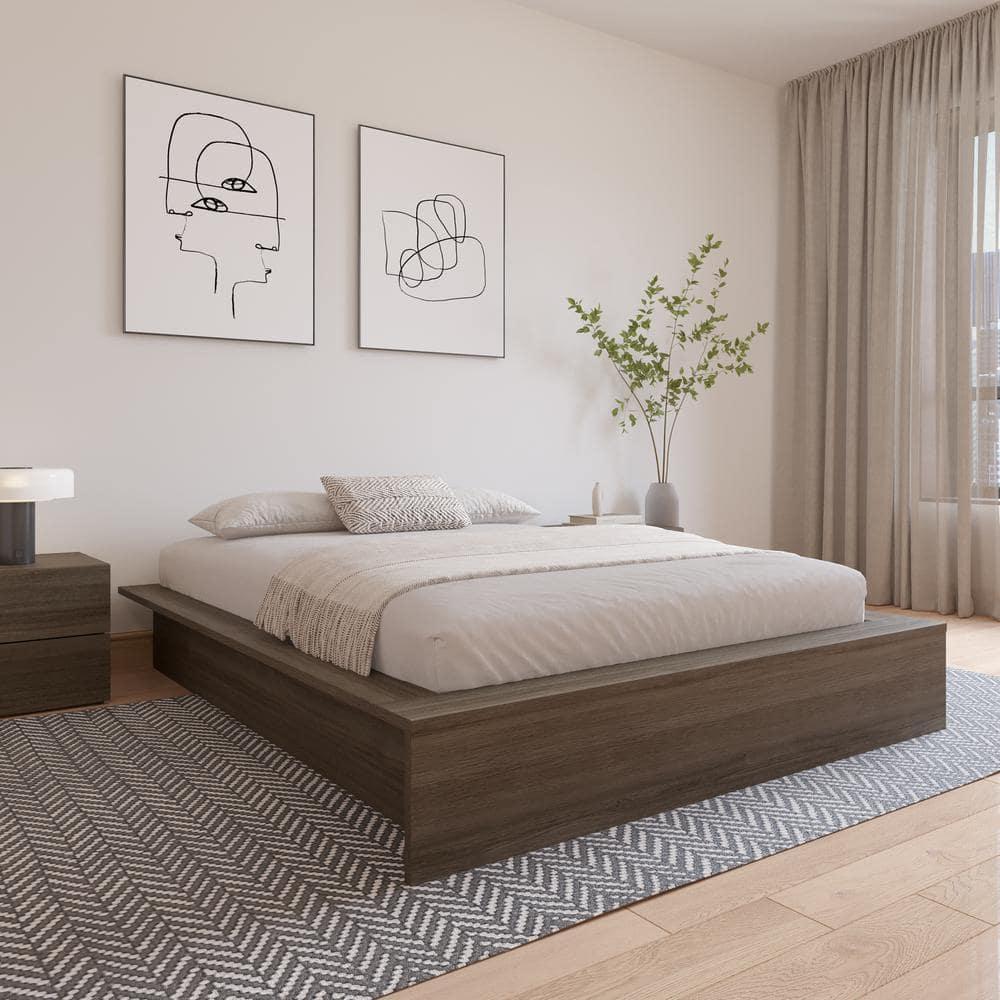 Nexera Queen James Platform Bed Gray