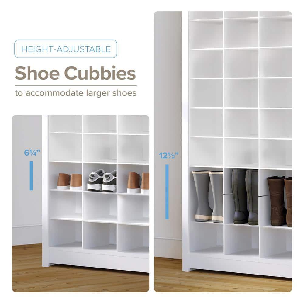 Prepac White Tall Storage Cabinet, Shoe Cabinet, Cube Storage Organizer with 40 Shoe Cubbies 13"D x 39.5" W x 72.5" H, WUSG-0011-1