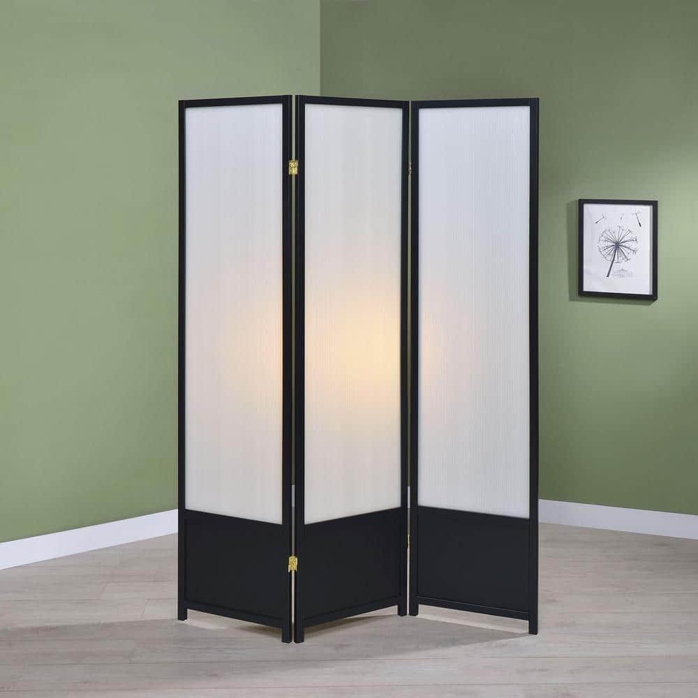 Coaster Home Furnishings Calix 3-panel Folding Floor Screen Translucent and Black