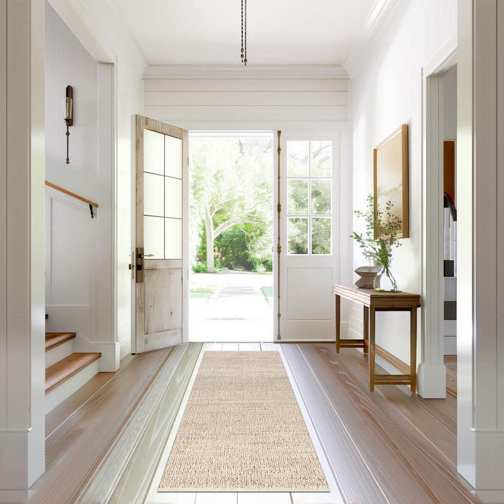 Nuloom 4 Round Elfriede Jute & Cotton Hand Woven Indoor Area Rug, Natural, Solid Rustic Farmhouse Style Natural Fiber Bedroom, Living Room,