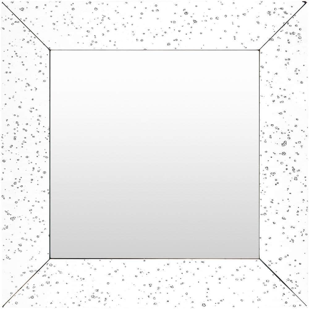 Anita 24" Square Beveled Glass and Wood Mirror