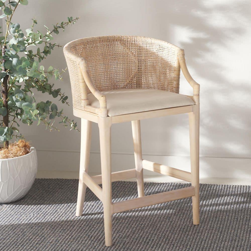 Brando Counter Stool - BST4000 - Natural/White Washed - Safavieh
