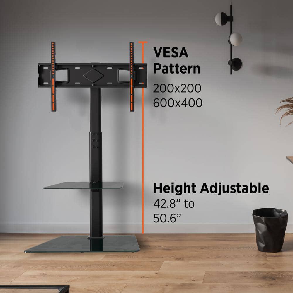 ProMounts Premium Swivel Floor Stand TV Mount with Shelf for 37 to 72 Inch Screens, Holds up to 88Lbs