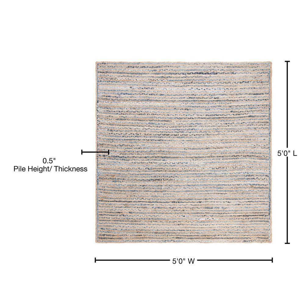Cape Cod CAP250 Hand Woven Area Rug - Natural/Blue - 5'x5' - Safavieh.