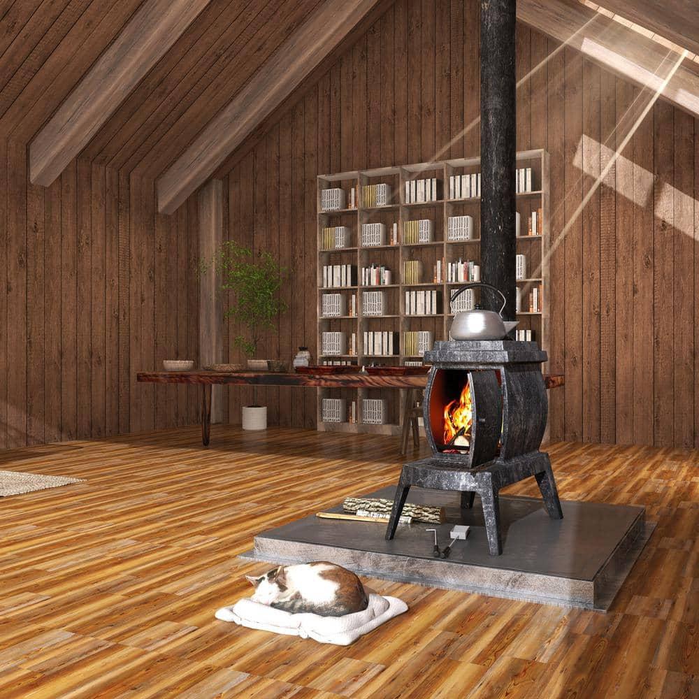 Dekorman Silverlake Golden Moab Pine 7.1 in. W x 48 in. x 5mm/20mil L Click Lock Waterproof Luxury Vinyl Plank Flooring (23.6 sqft/case)