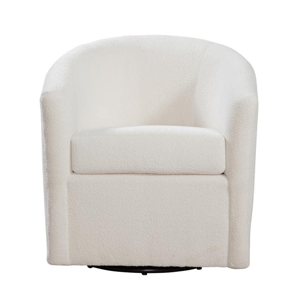 Odessa Barrel Style Swivel Accent chair in Ivory Performance Fabric