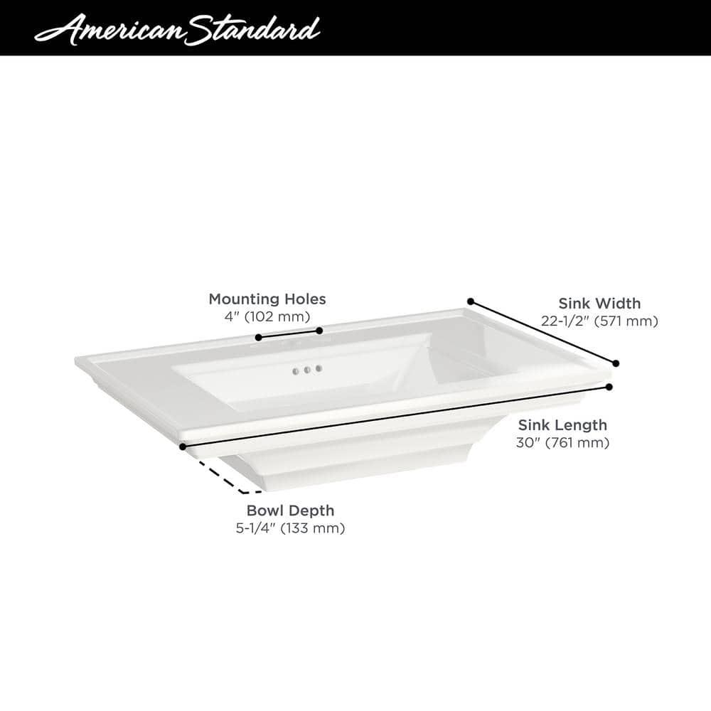 American Standard Town 22.5'' White Ceramic Rectangular Bathroom Sink with Overflow