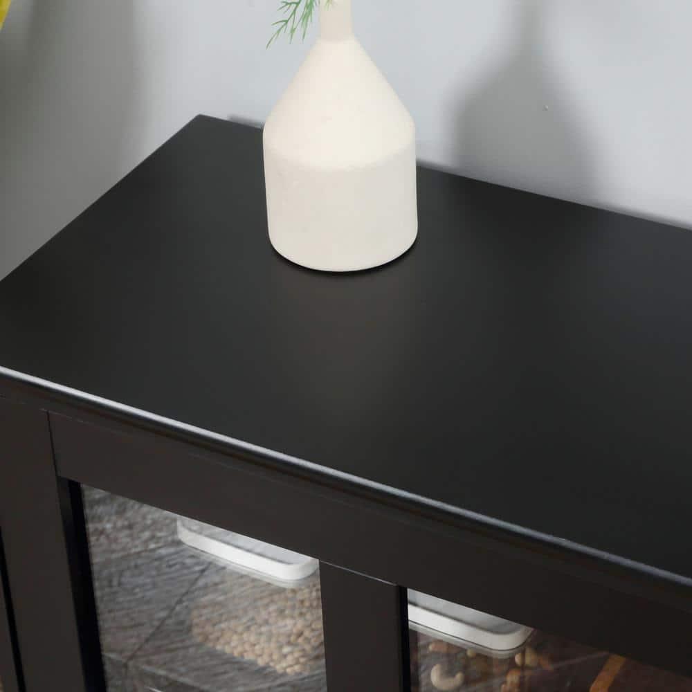 HOMCOM Modern Kitchen Sideboard, Stackable Storage Cabinet, Sliding Glass Door Console, Cupboard Serving Buffet