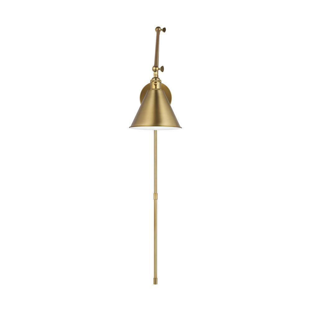 Salem 1-Light Satin Brass Wall Sconce with Satin Brass Metal Shade