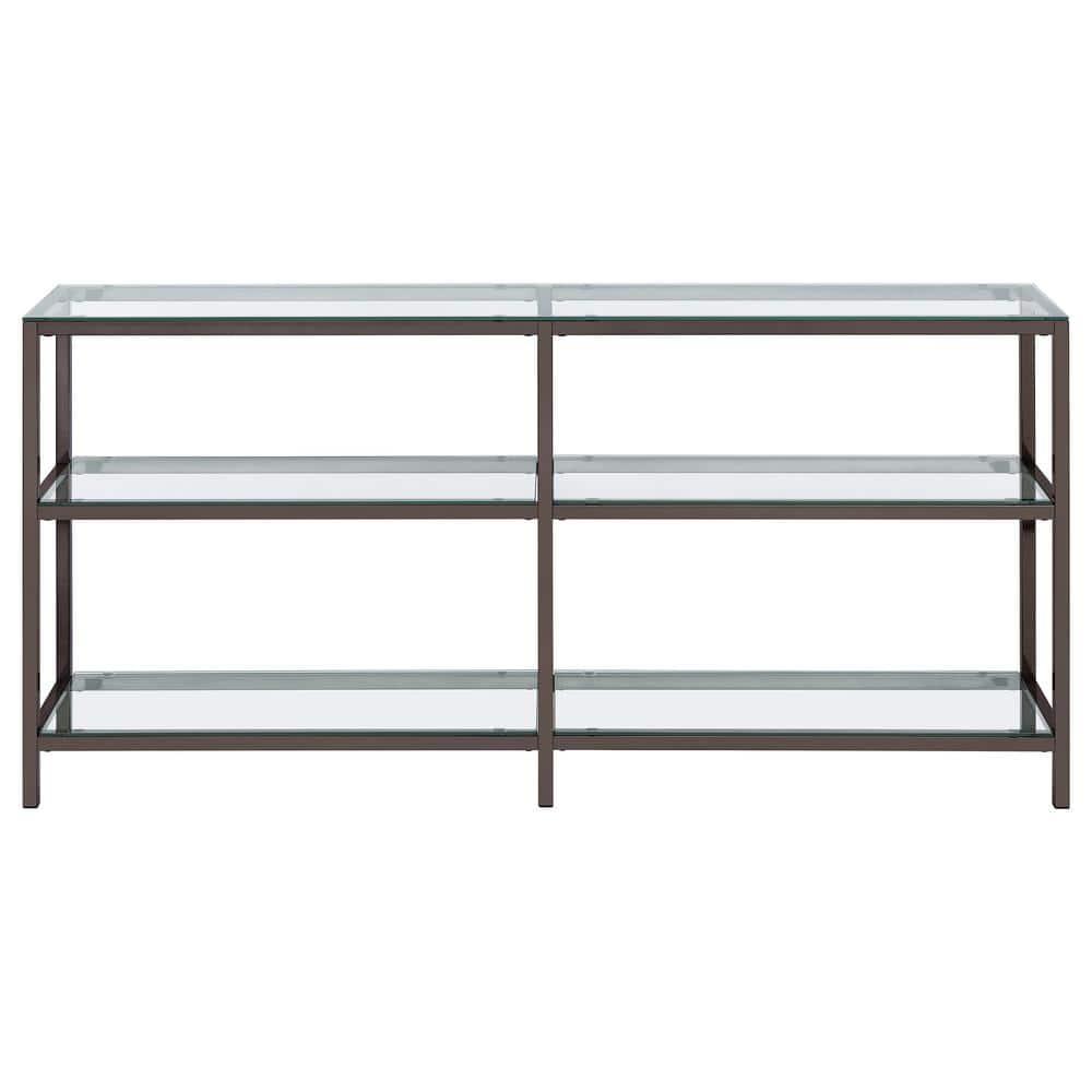 26.75" Contemporary 3 Shelf Console Bookcase with Glass Shelves Black Nickel - Coaster