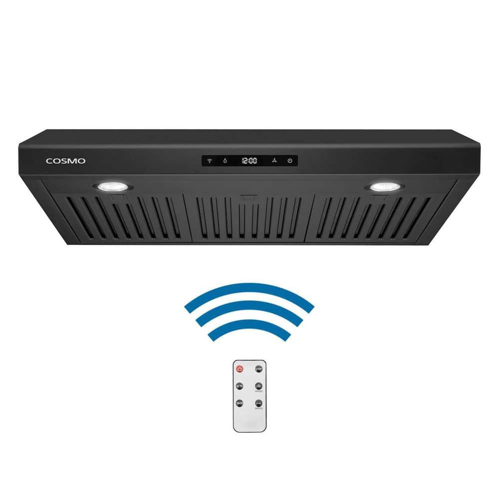 Cosmo 30 in. Haven Collection Ducted Under Cabinet Range Hood, Touch Controls, LED Lights, Permanent Filters in Matte Black