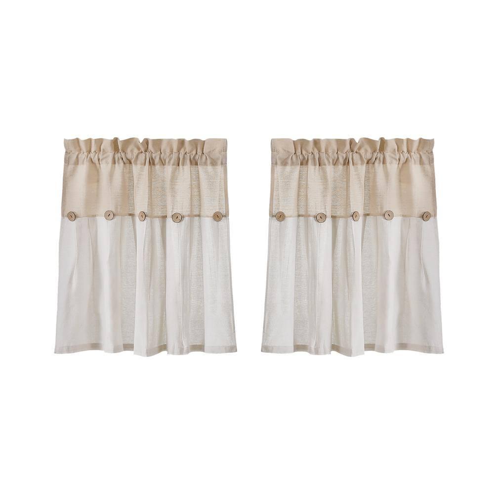 Linen Button Kitchen Tier Curtain Panels Linen 29X24 Set