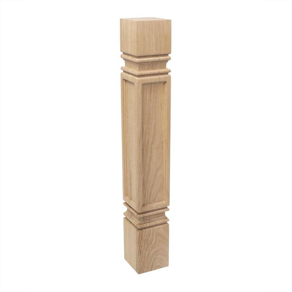 Designer's Edge Millwork 35-1/4 in. High x 5 in. Wide x 5 in. Depth Unfinished North American Solid Red Oak Mission Kitchen Island Leg