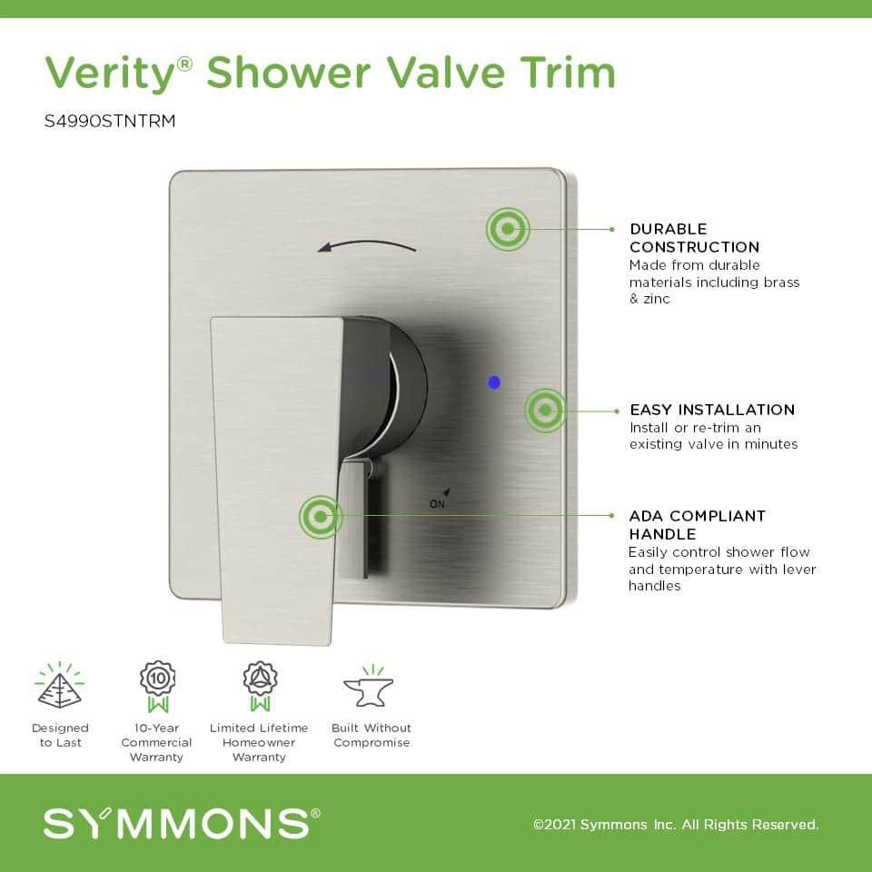 Verity Single Handle Shower Valve Trim Kit (Valve Not Included)