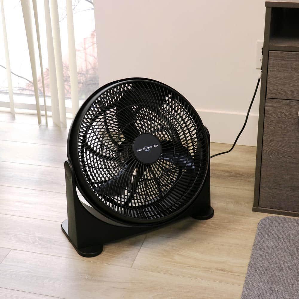 16-Inch Black Three Speed Adjustable Angle Floor Fan