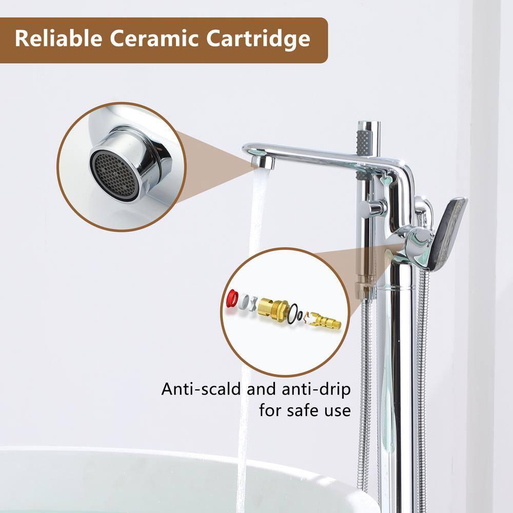 Chrome Freestanding Bathtub Faucet with Hand Shower