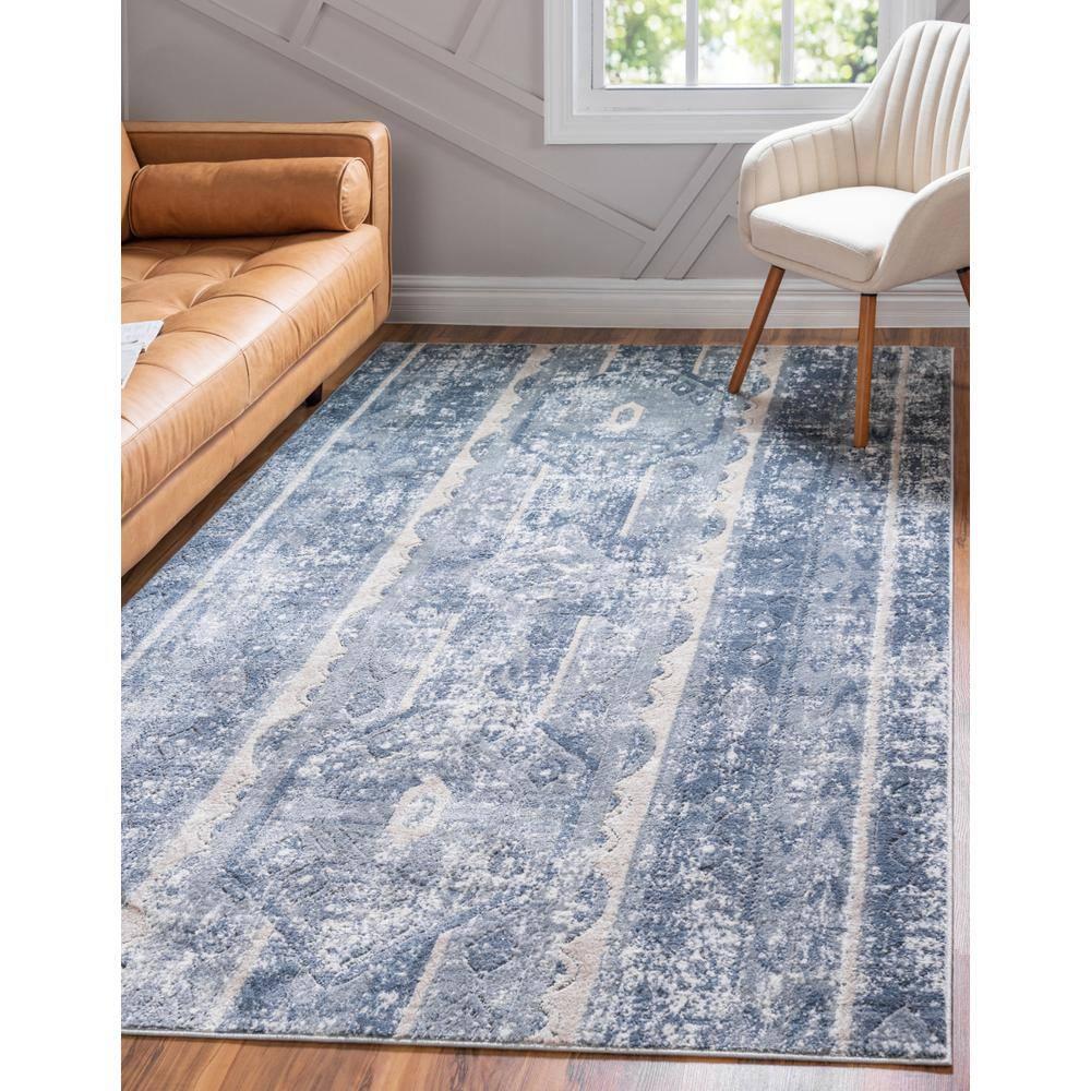 Unique Loom Portland Collection Area Rug - Depoe (2' x 6' 1" Runner Blue/Beige)