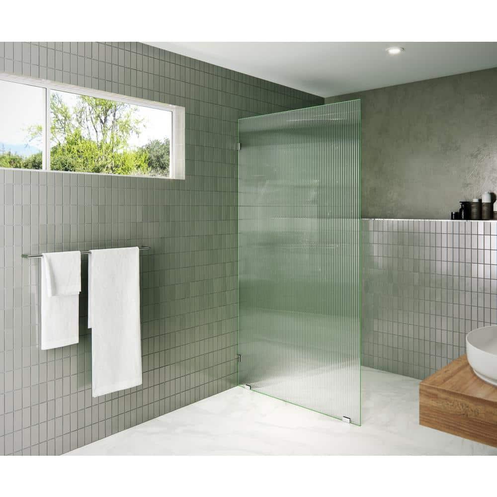 Gaia 40 in. x 78 in. Frameless Fluted Single Fixed Shower Panel