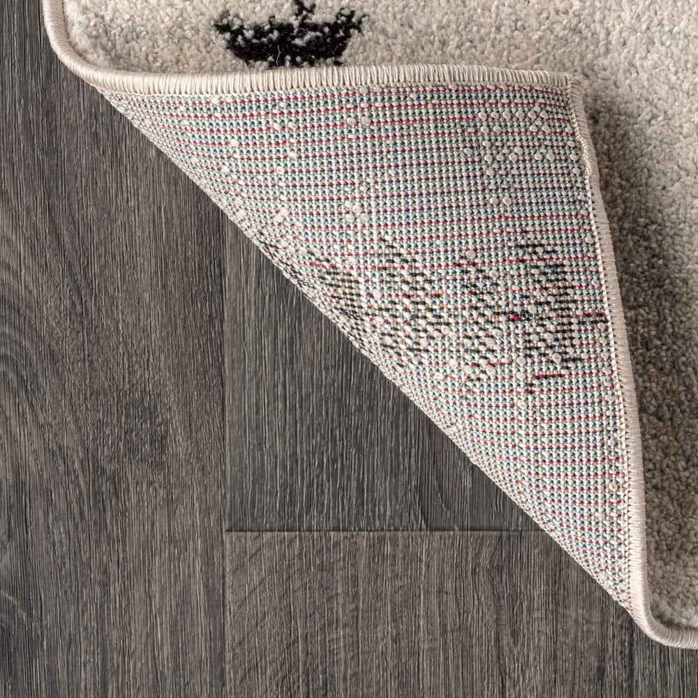 2'x8' Zaina Moroccan Beni Souk Runner Rug, Cream/Black - JONATHAN Y