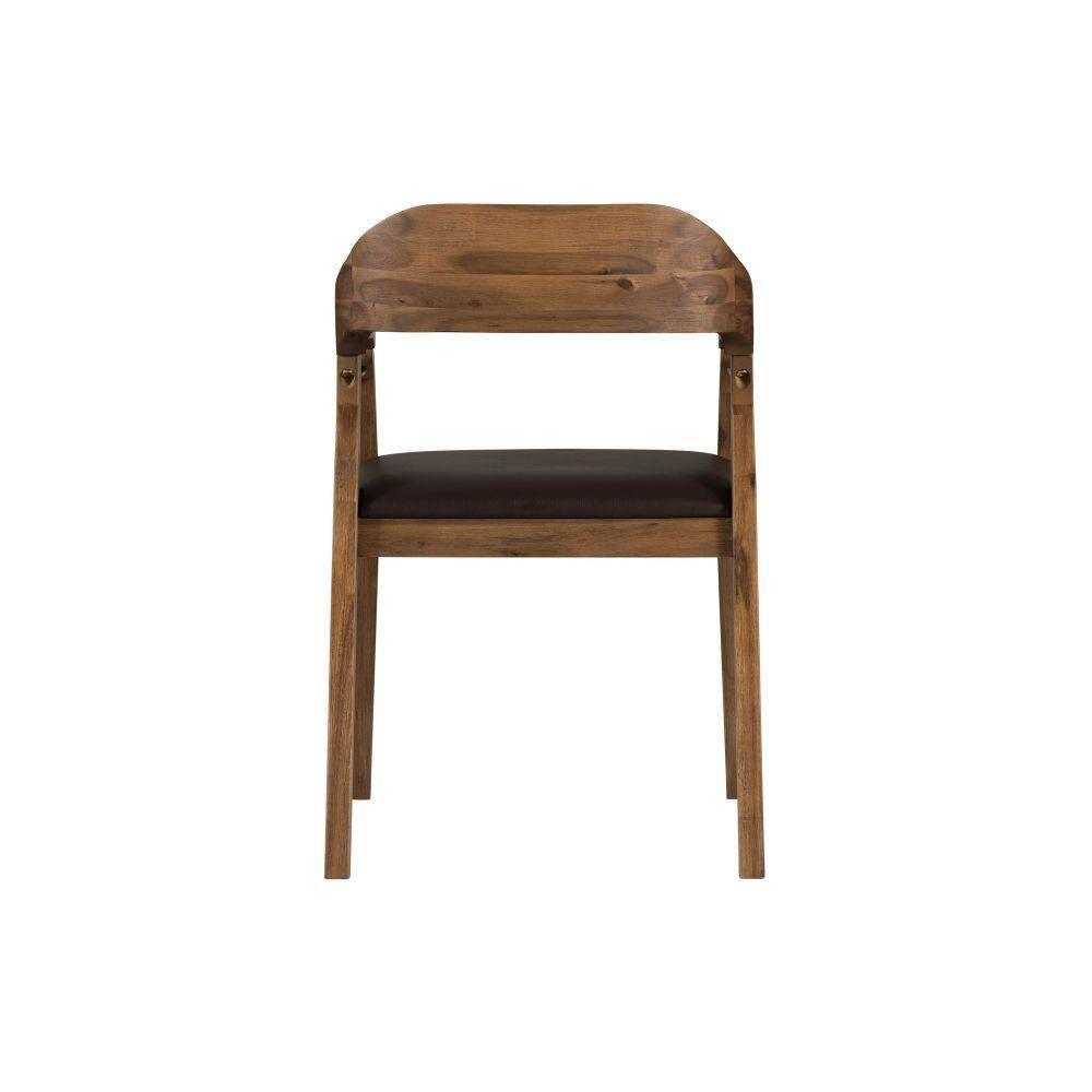 Curved Panel Back Dining Chair with Sleek Track Arms, Brown