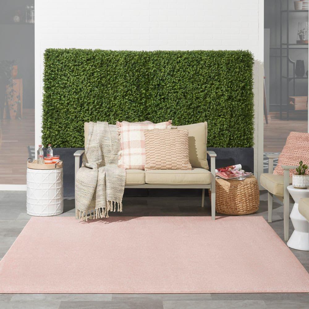 Nourison Essentials Easy Care Indoor Outdoor Area Rug - Pink 5' x Square