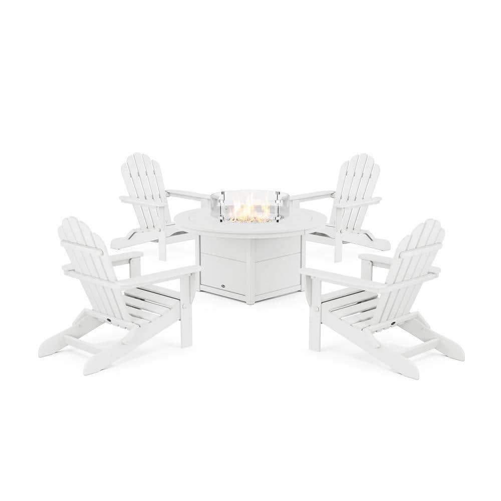 5-Piece Monterey Bay Folding Adirondack Conversation Set with Fire Pit Table