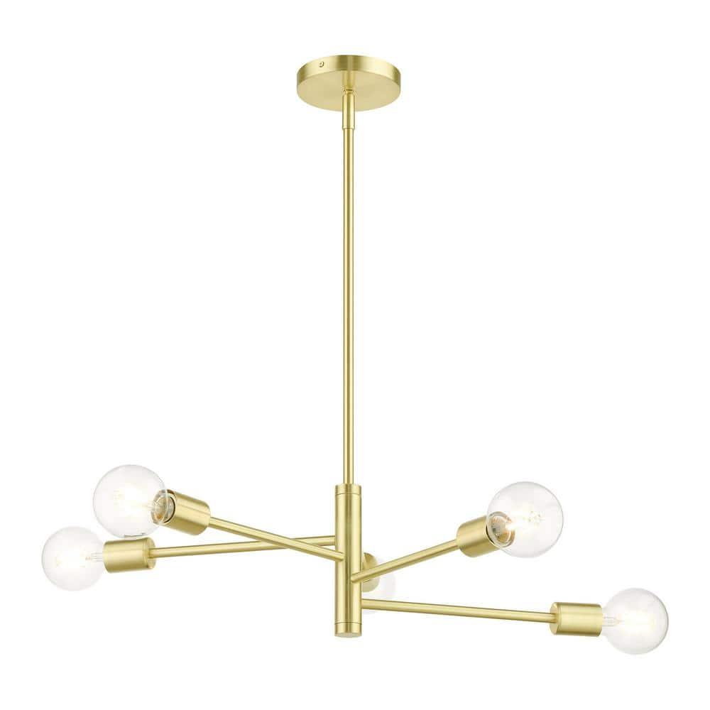 Livex Lighting Bannister 5 - Light Chandelier in  Satin Brass