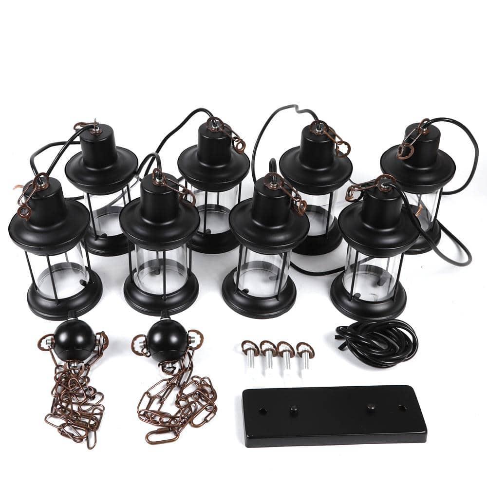 Rongfun 8-Light Rustic Country Chandelier Wood Pendant Lamp Industrial Ceiling Fixture