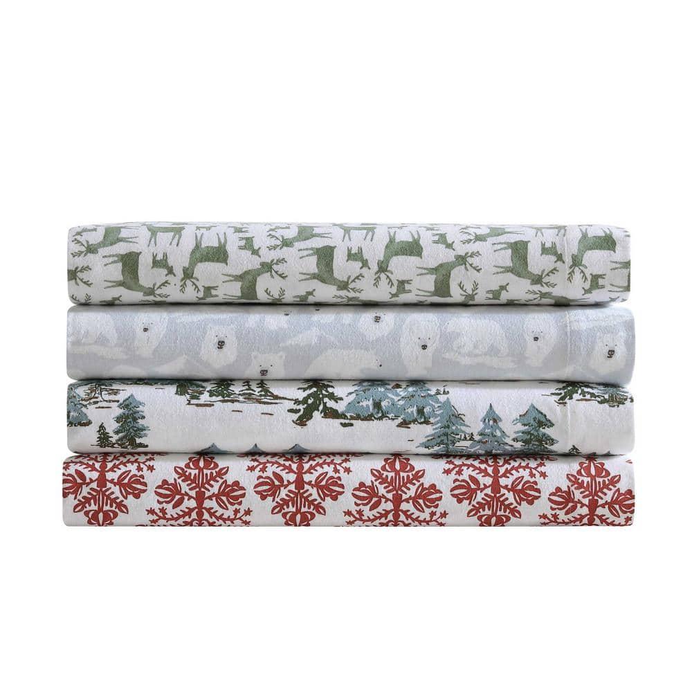 Eddie Bauer Explorer Bears Grey 100% Cotton Flannel Full Sheet Set