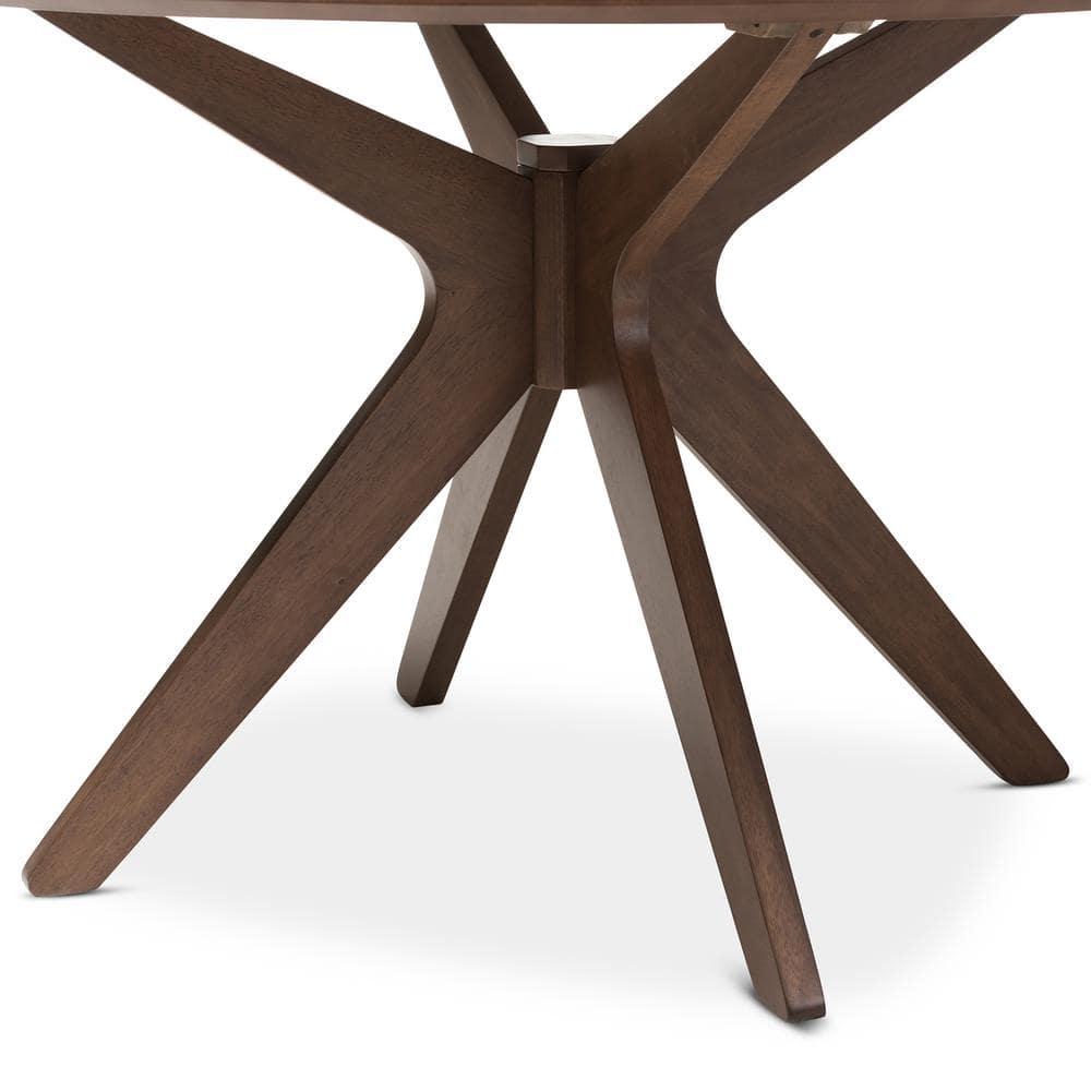Baxton Studio Monte Mid-Century Modern Wood Finish 47" Round Dining Table Walnut Brown: Hardwood, Seats 4