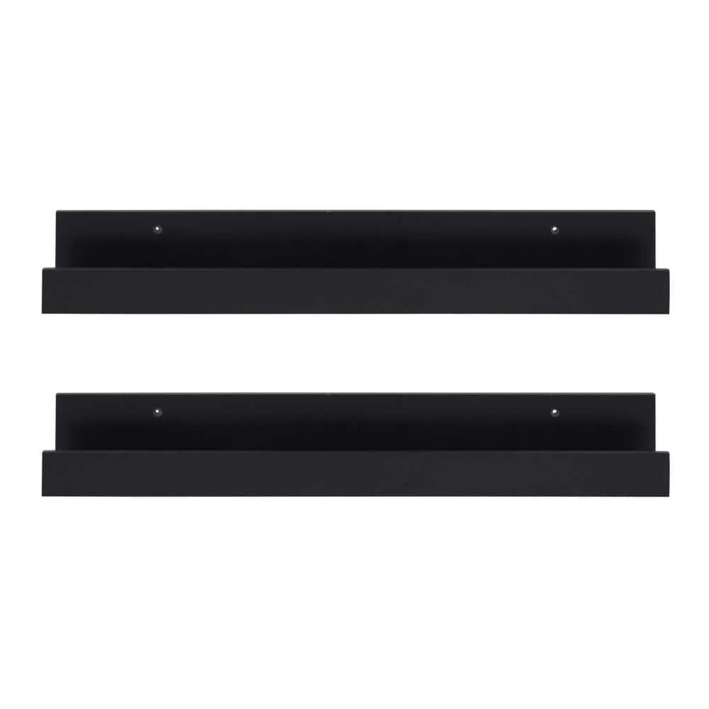 24" x 3.3" 2pc Decorative Wall Shelf Set Black - Uniek
