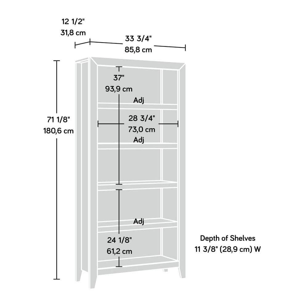 Sauder Dakota Pass 5-Shelf Bookcase, Char Pine Finish
