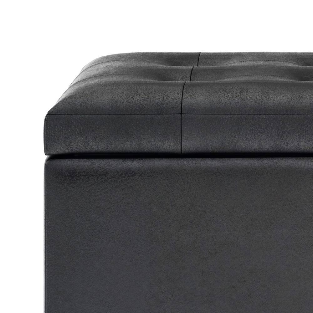 Simpli Home Cosmopolitan Faux Leather Ottoman