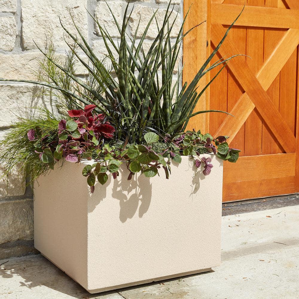 Monterrey Square 23 in. x 23 in. Sandstone Granite Composite Window Boxes & Troughs