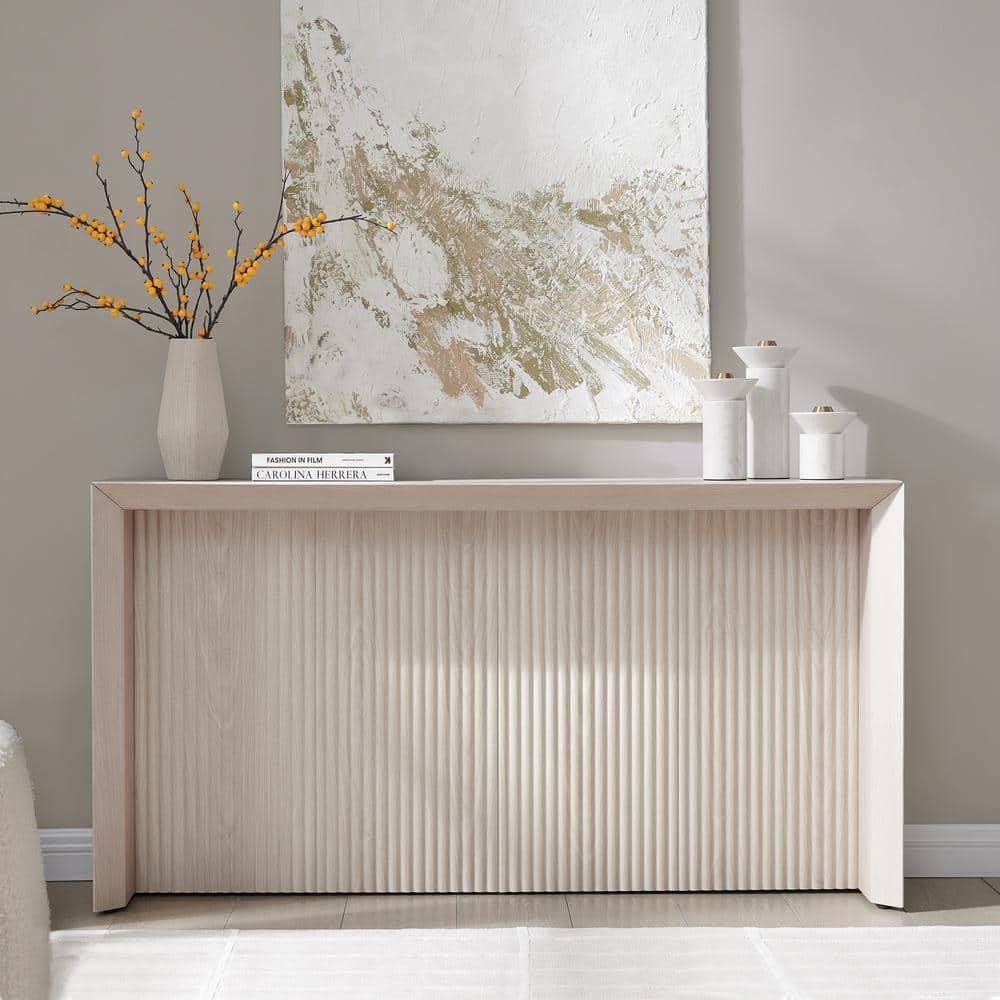 Evelyn&Zoe Modern/Contemporary 56" Wide Alder White Console Table