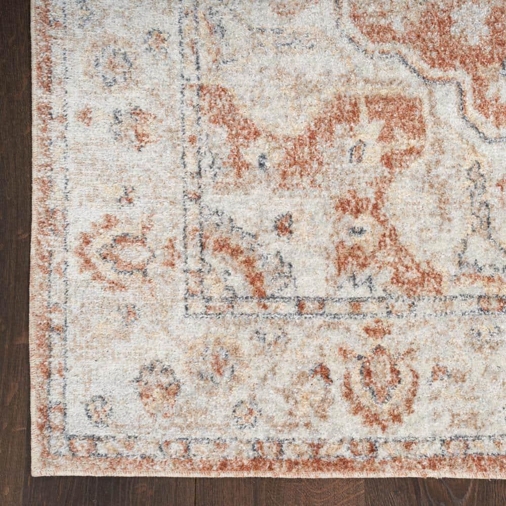Nourison Astra Machine Washable Vintage Medallion Indoor Bathroom, Kitchen Area Rug Gold/Multicolor 3'3" x 5'