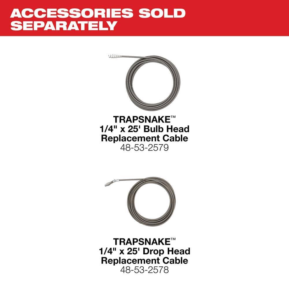 Milwaukee 25 ft Steel Drop Head Replacement Drain Cable