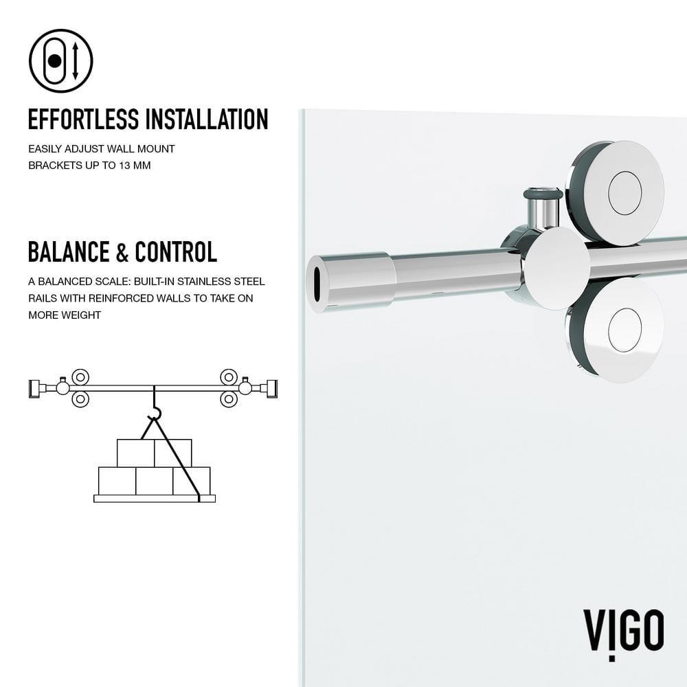 Elan 56-60" W x 66" H Sliding Frameless Tub Door with 3/8" Laminated Glass