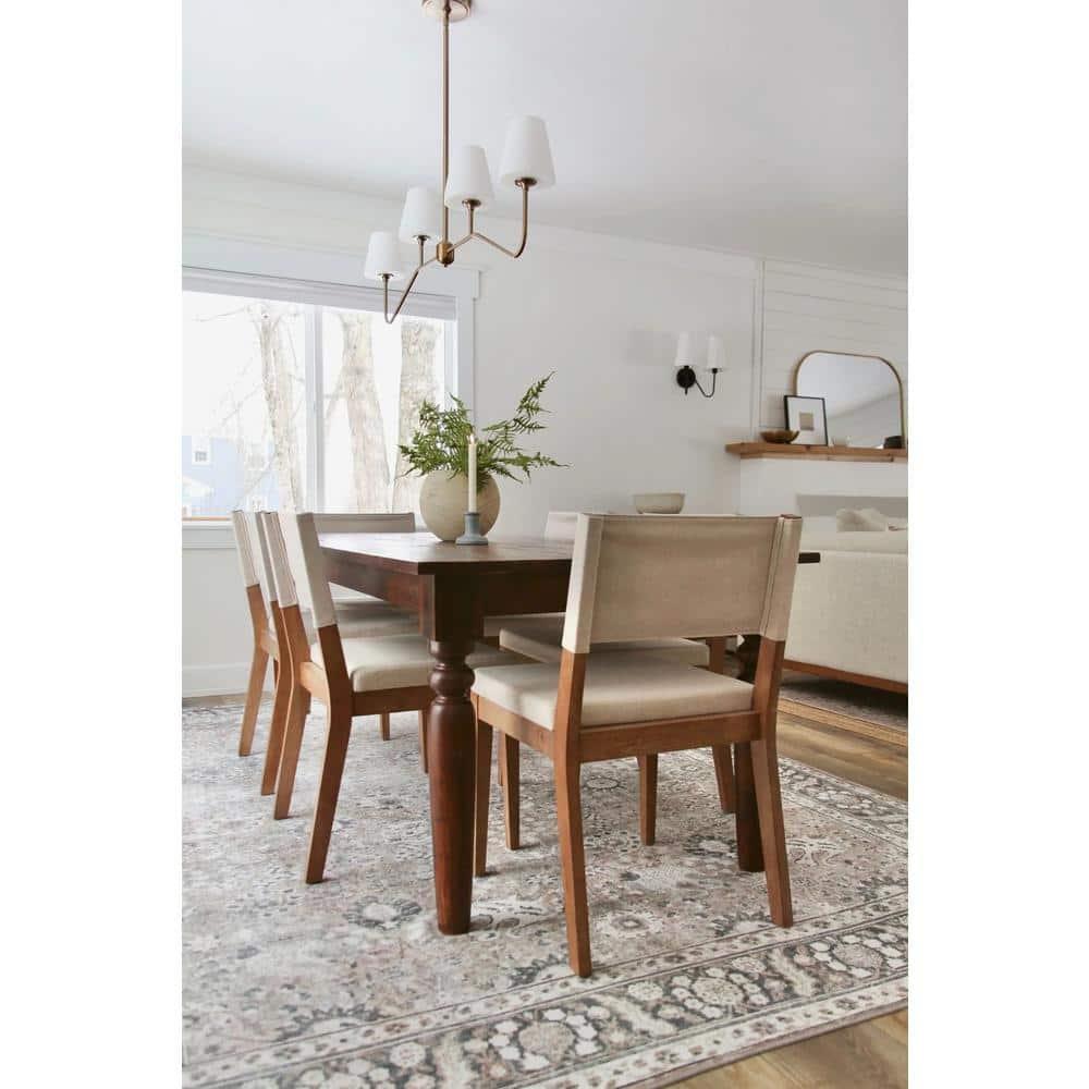 44" Linus Wood Sling Back Chair with Cushion, Flax Upholstery - Nathan James: Easy 20 Min Assembly